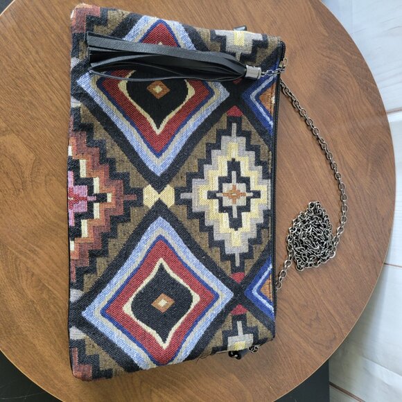 BAM Forever Clutch or Crossbody Purse. Rectangle bag with geometric, tribal EUC - Picture 7 of 14